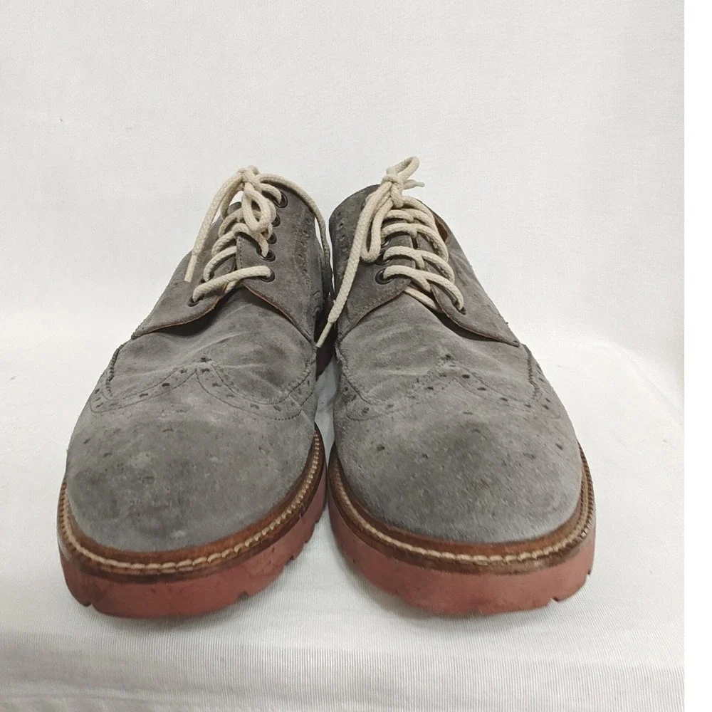 THOMAS DEAN Oxford Shoes Wingtip‎ Brogue Suede Made in Italy Gray Size 10